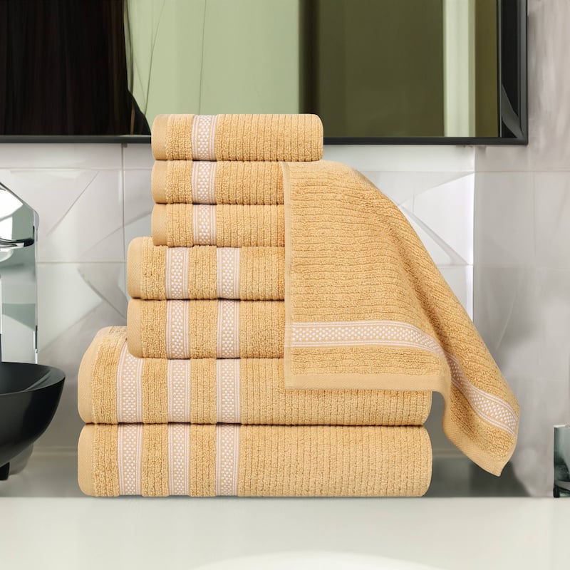 Superior Brea Zero Twist Cotton Ribbed Modern 8 Piece Bathroom Towel Set