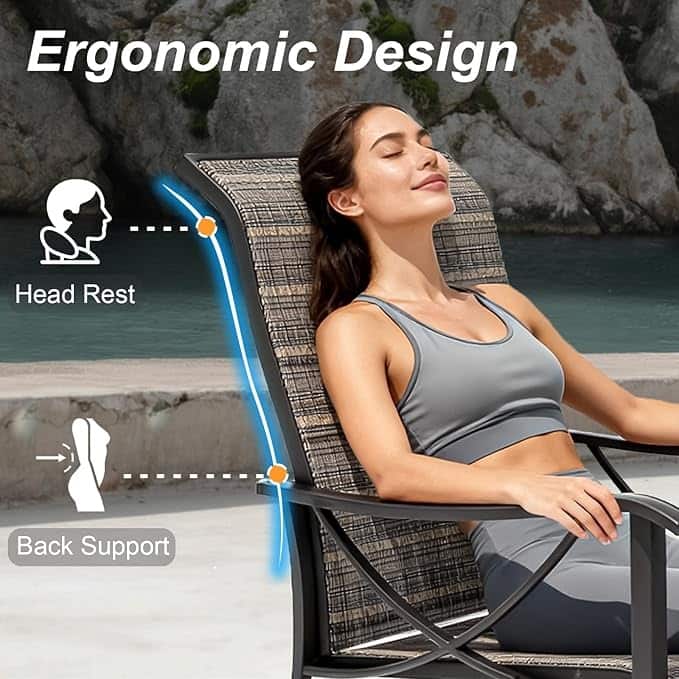 Kullavik 7-Piece Outdoor Dining Set with 4 Textilene Single Chairs, 2 Swivel Chairs and Large Table