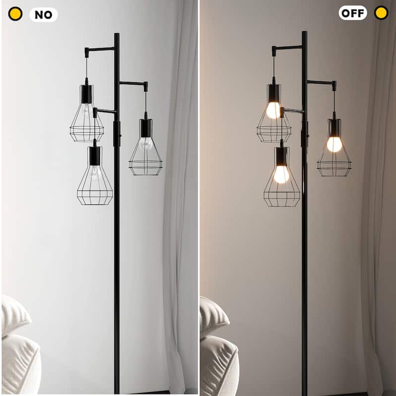 3 Light Industrial Floor Lamp Farmhouse Standing Lamps