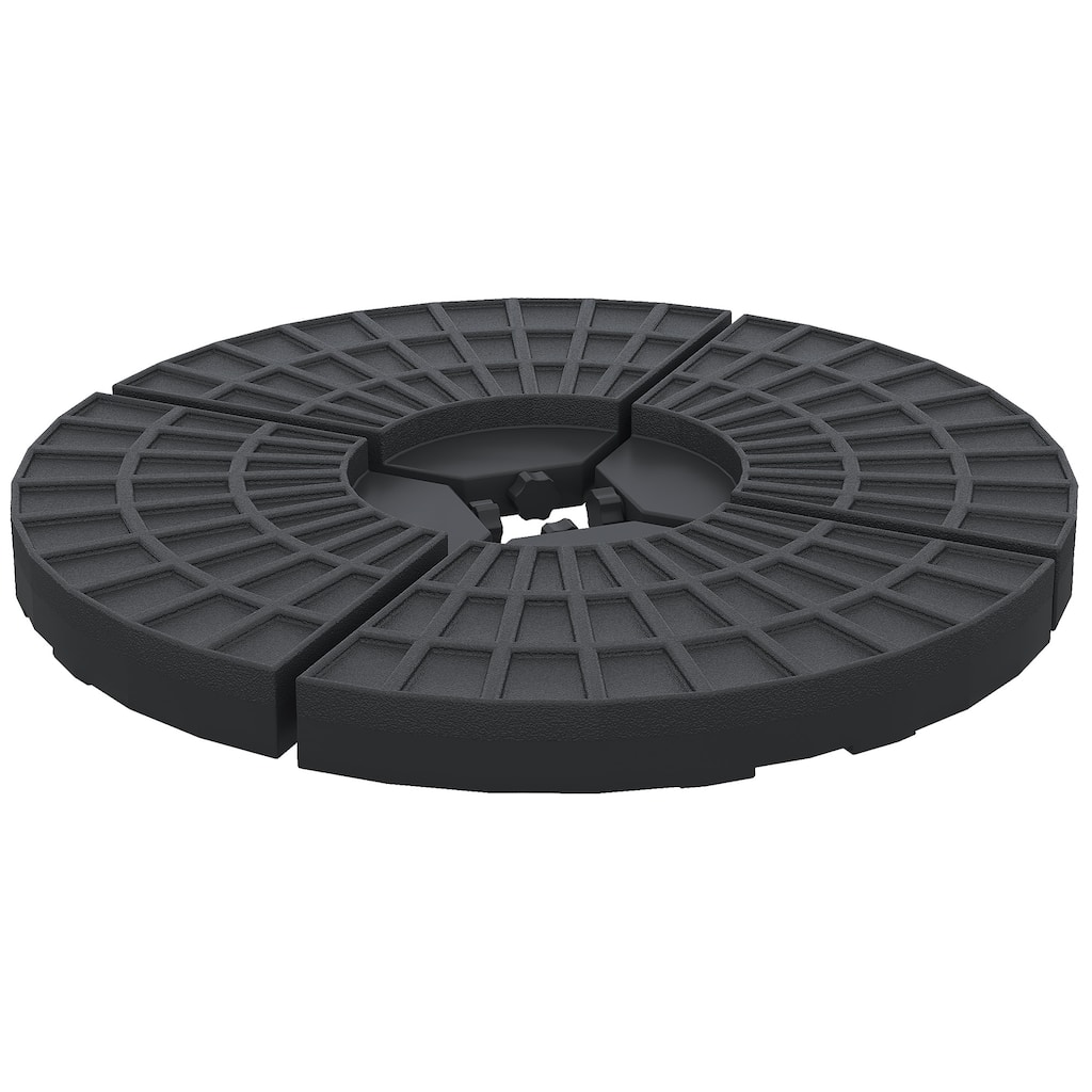 4-Piece Round Cantilever Umbrella Base Set - 52L Capacity for Water/Sand, Durable HDPE Plastic with UV Protection