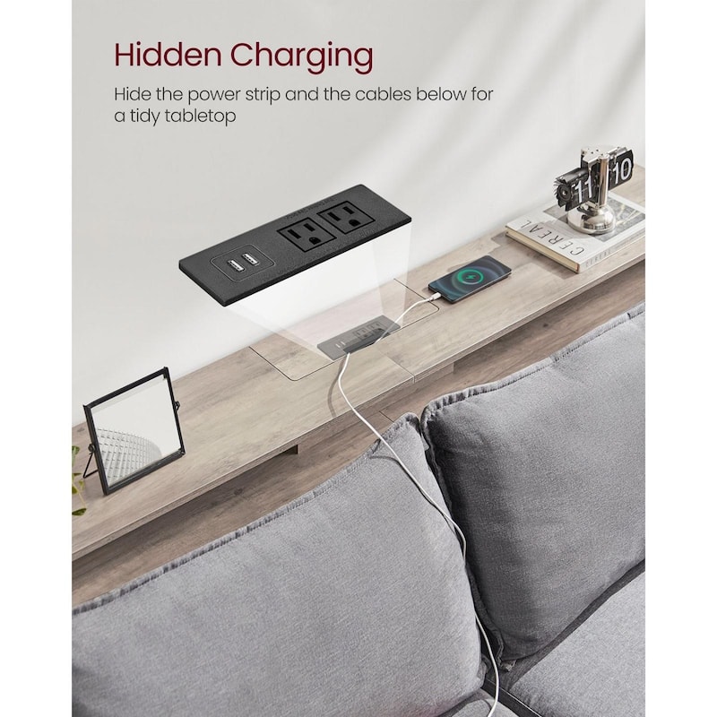 Charging Console Table with Outlets and USB Narrow Entryway Table for Hallway or Living Room
