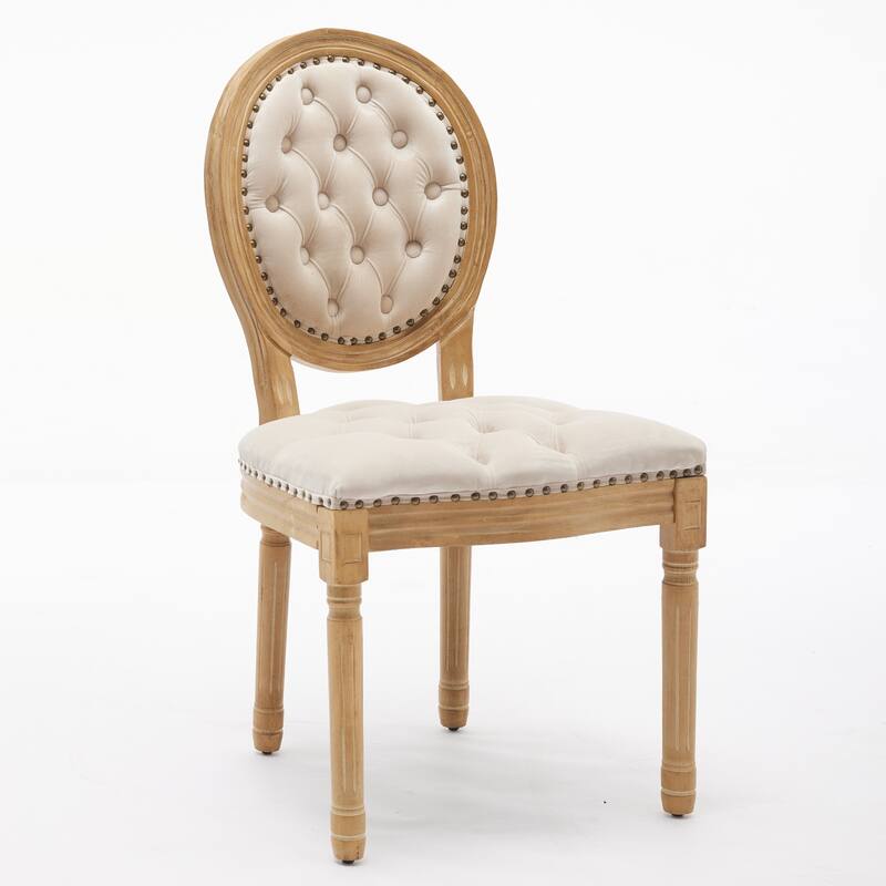 Roomfitters French Vintage Dining Chairs Set of 2, Velvet Tufted Upholstered Accent Chairs with Nailhead Trim