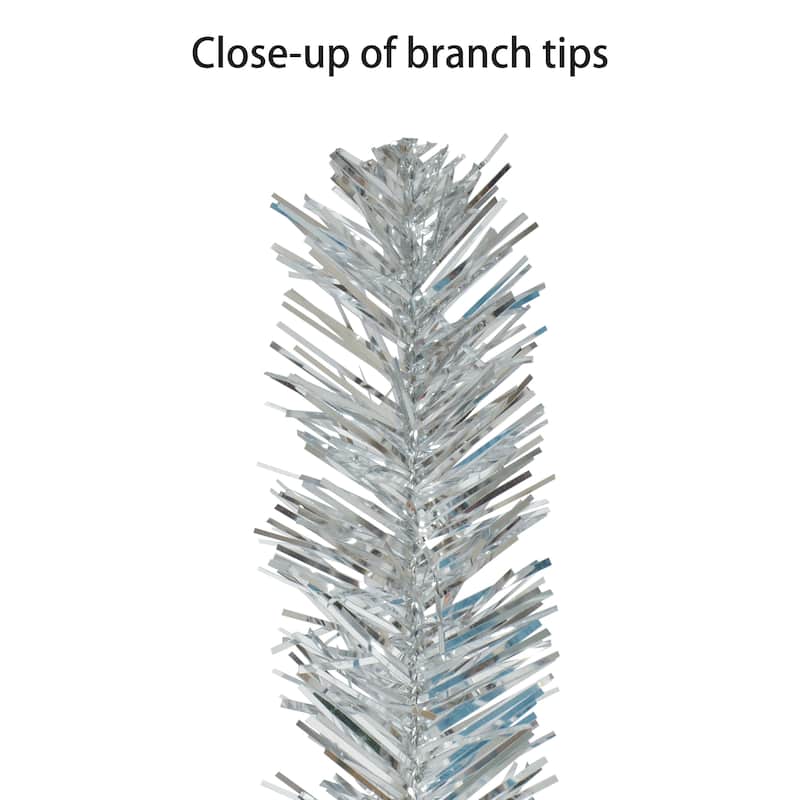 Puleo International 4.5 ft. Pre-lit Silver Tinsel Tree
