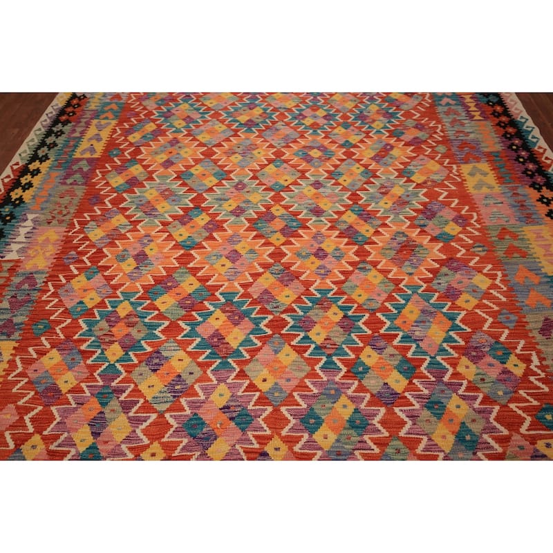 Kilim Oriental Area Rug Flatweave Wool Carpet - 8'2" x 11'4"