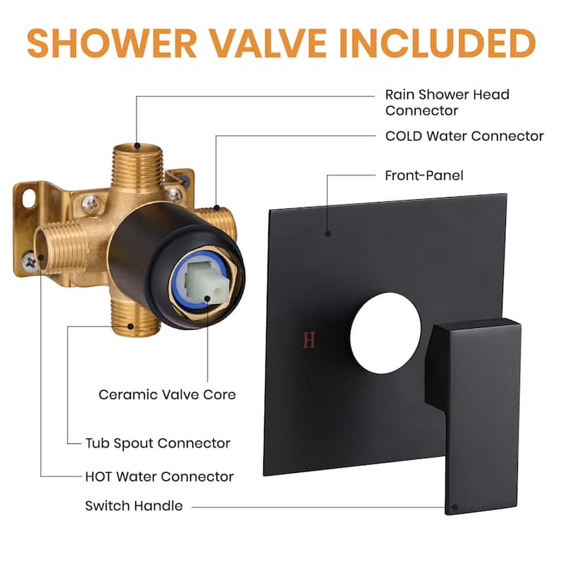 8-Inch Brushed Wall-Mounted Shower System with Rainfall Showerhead and Zinc Alloy Handle