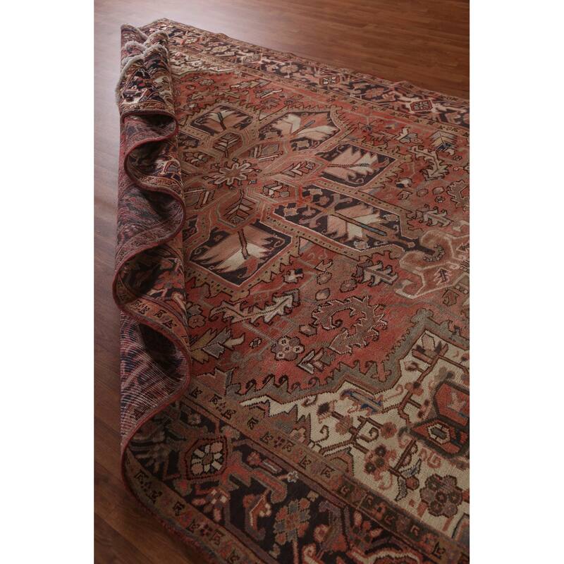 Vintage Geometric Traditional Heriz Persian Wool Area Rug Hand-knotted - 7'5" x 10'7"
