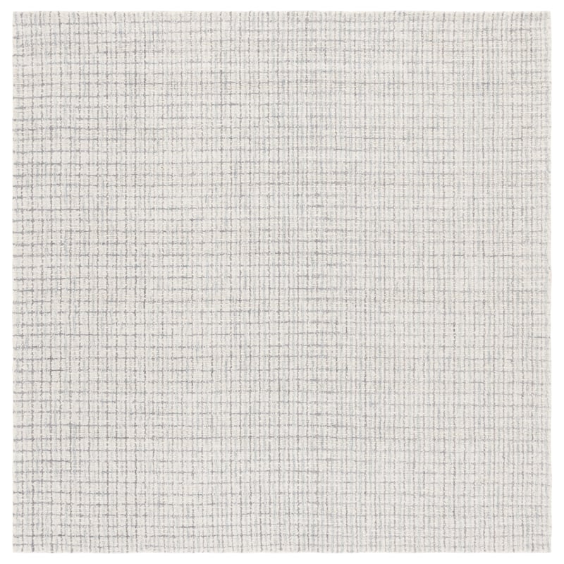 SAFAVIEH Handmade Ebony Midori Modern & Contemporary Wool Rug - 6' Square - Light Blue/Ivory