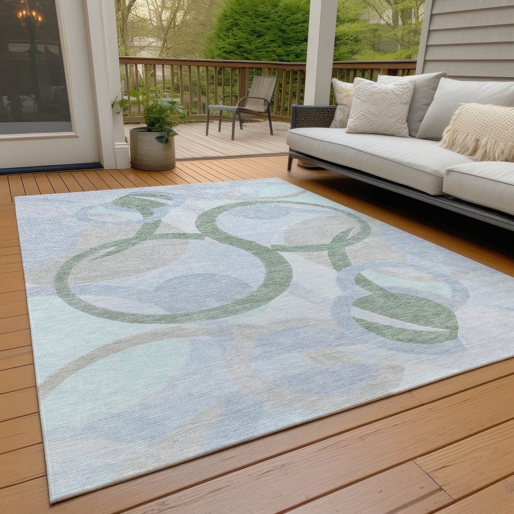 Machine Washable Indoor/Outdoor Contemporary Deco Chantille Rug