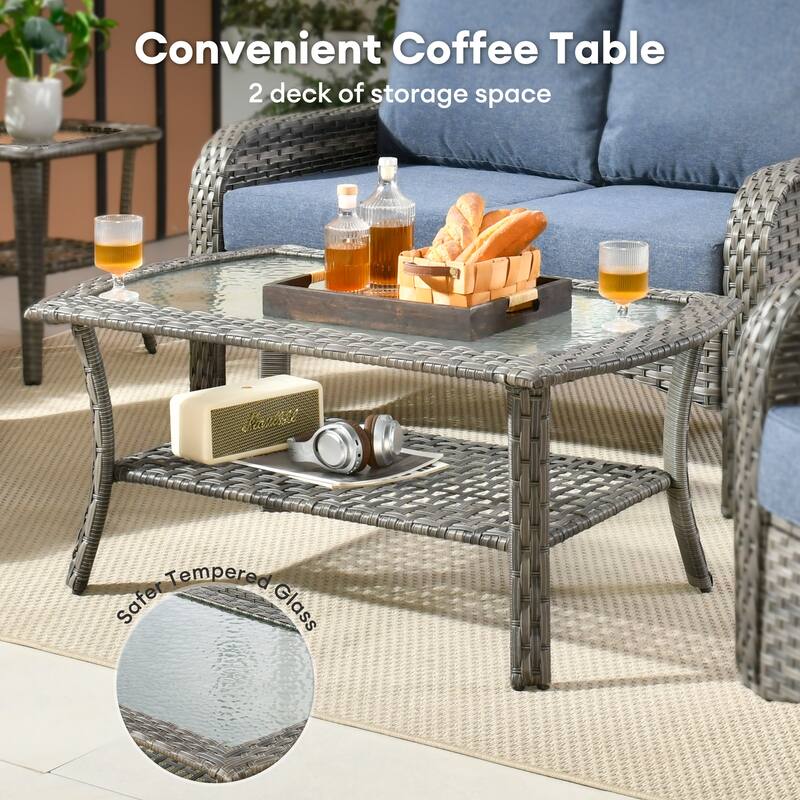 HOOOWOOO 8-piece Wicker Rattan Outdoor Furniture Patio Swivel Chair Set