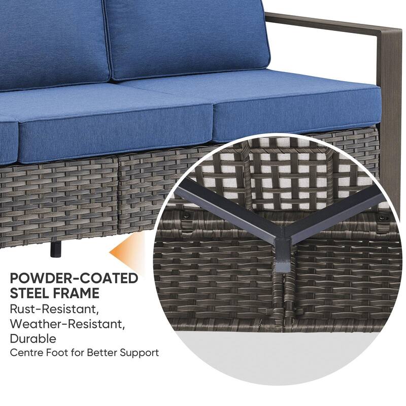 Pocassy 5 Pieces Outoor Patio Sofa Swivel Chair Ottoman Set