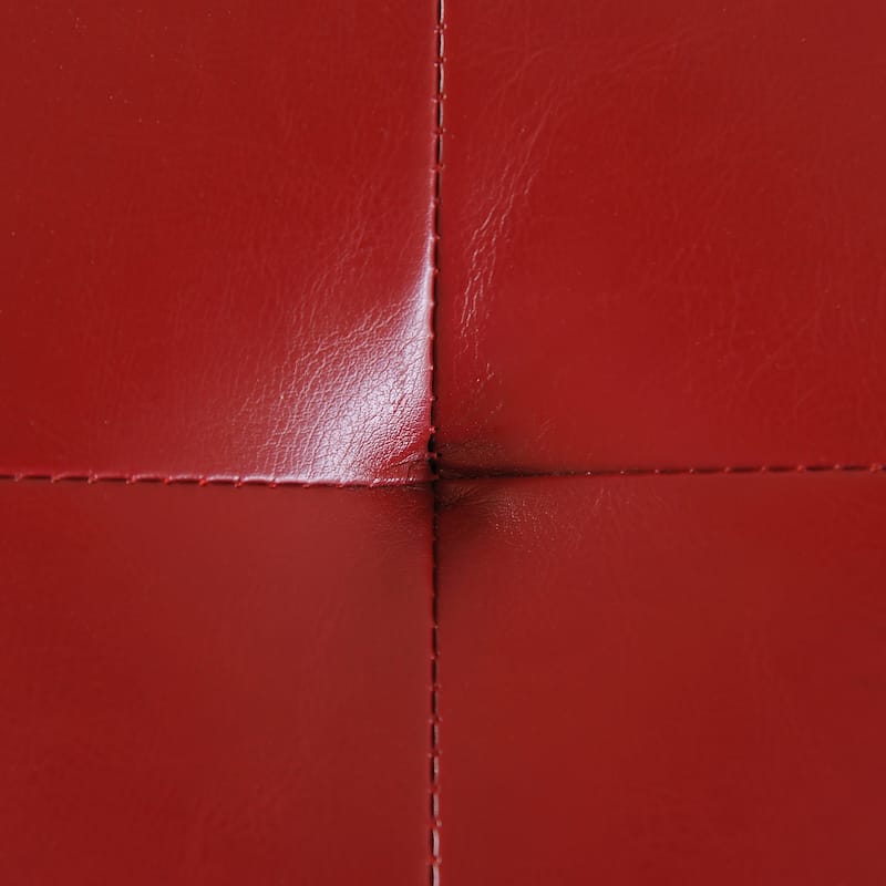 HOMCOM 51" Faux Leather Rectangular Tufted Storage Ottoman - Bright Red