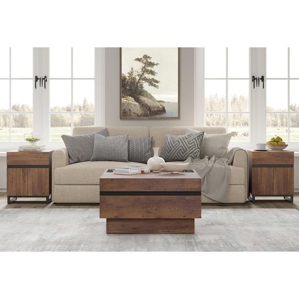slide 2 of 7, WAMPAT 3 Pieces Living Room Table Set Brown