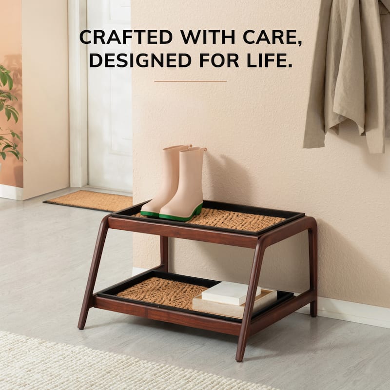 Jani Double-Tier Brown Stand 2-Pair Rubber Boot Trays