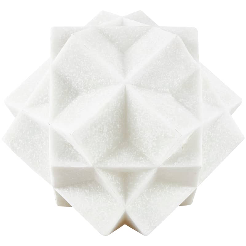 Polystone Geometric Dimensional Ball Sculpture with Speckled Texturing - White - Roche River Decor - 7"W x 7"L x 7"H