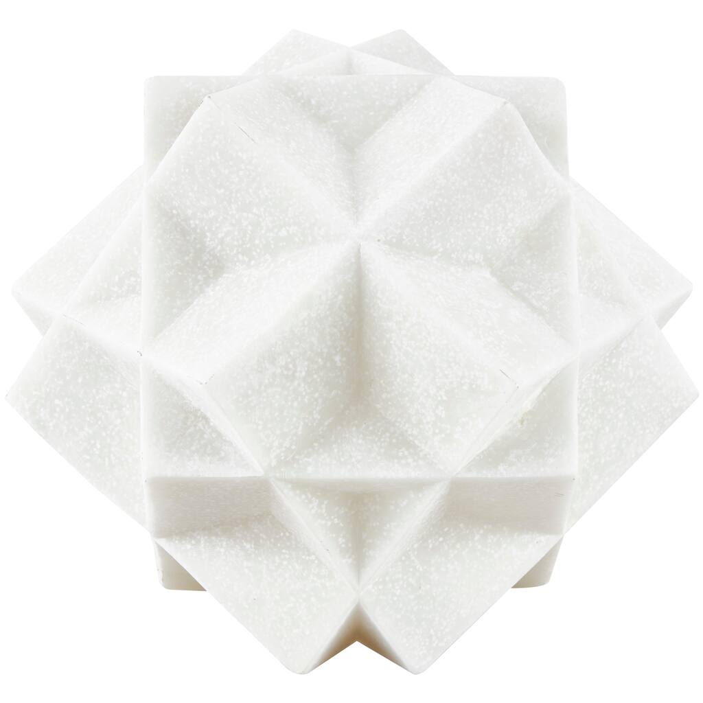 Polystone Geometric Dimensional Ball Sculpture with Speckled Texturing - White - Roche River Decor - 7"W x 7"L x 7"H