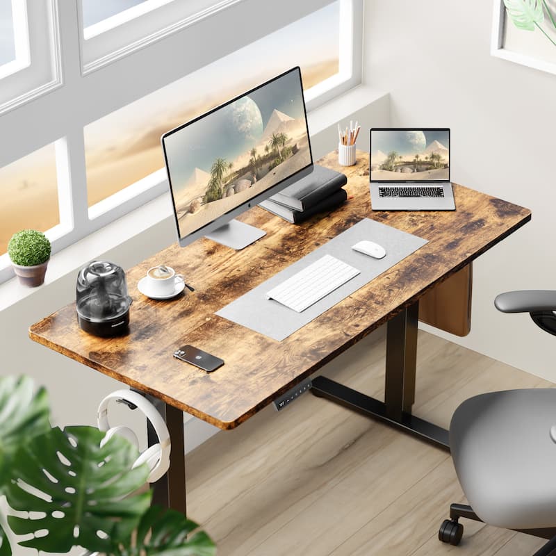 Electric Standing Desk - Adjustable Height Computer Workstation with Memory Settings for Home Office, Gaming & Study