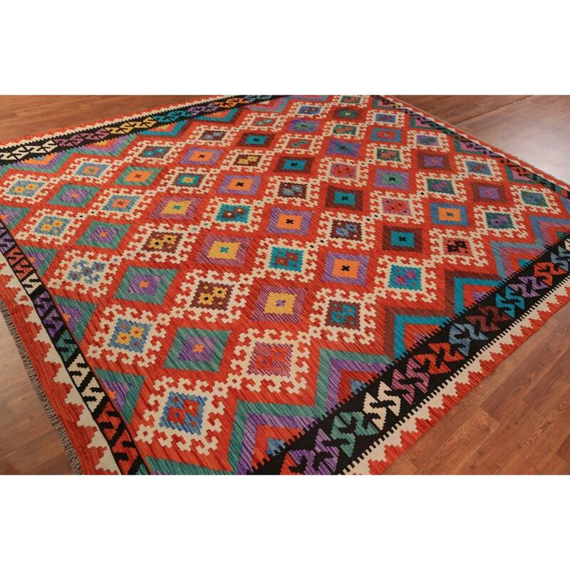 Kilim Oriental Area Rug Handmade Wool Carpet - 8'1"x 9'9"