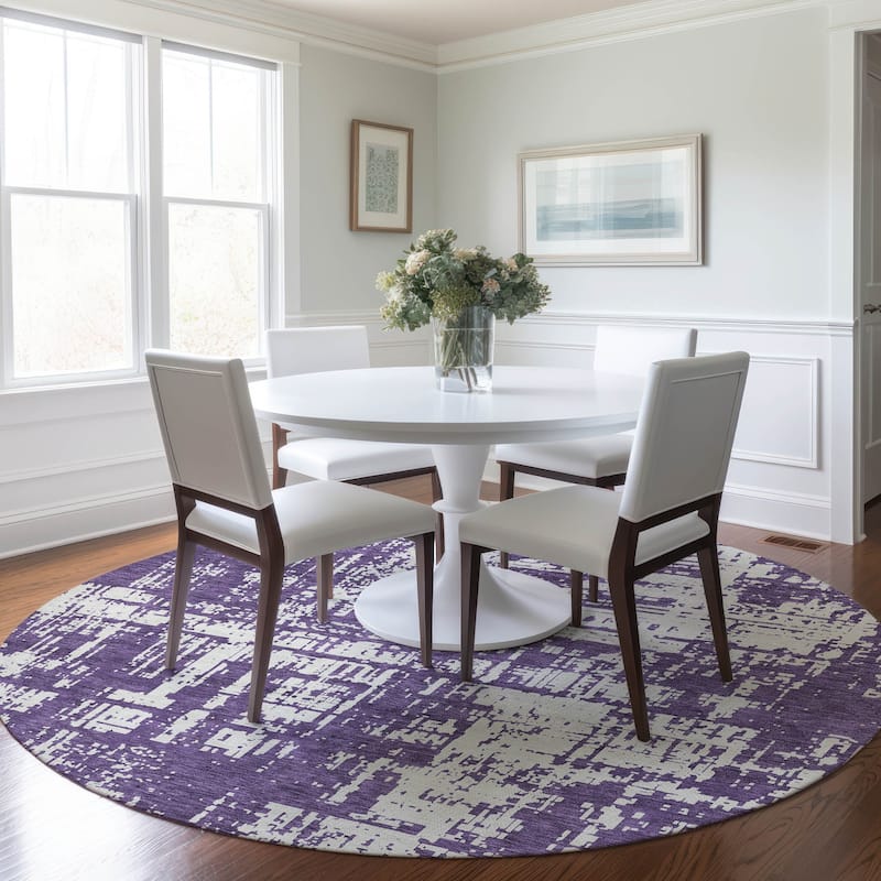 Machine Washable Indoor/ Outdoor Chantille Solid Abstract Rug