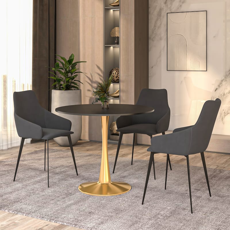 Bristol 31-inch Round Dining Table, Gold Pedestal Base Kitchen Table, Easy-Clean Scratch Resistant Surface, Floor Protectors