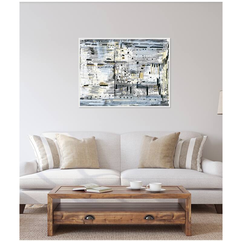 Kate and Laurel Sylvie Brookyln Bridge Horizontal Framed Canvas by Leah Nadeau