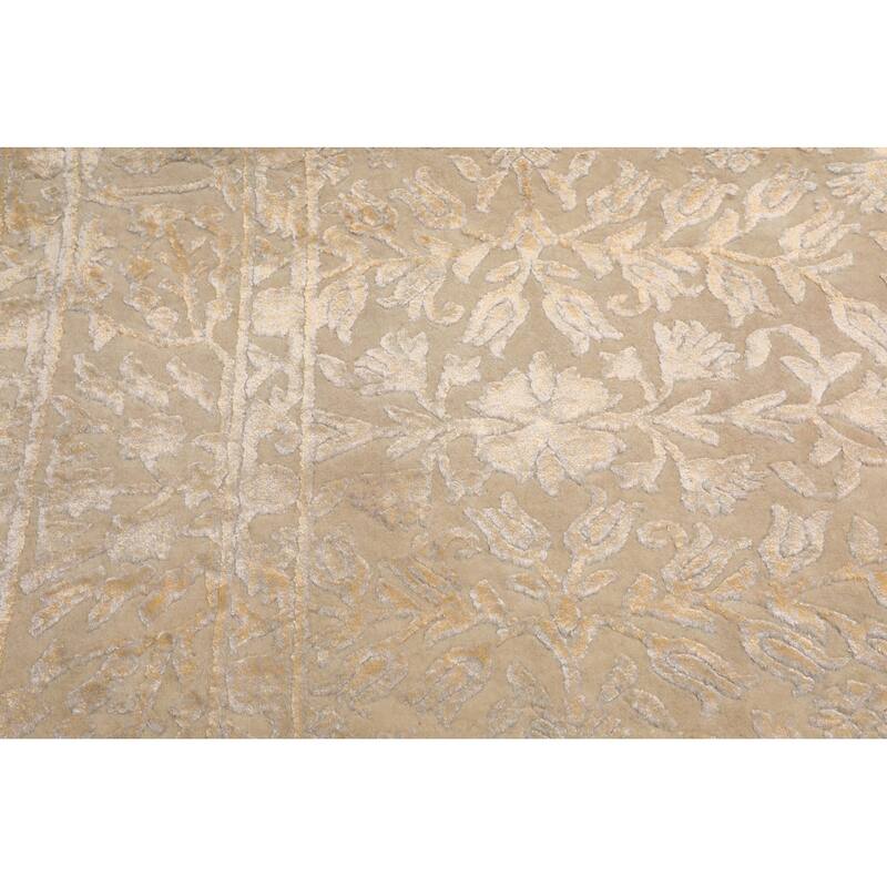Hand Knotted Tibetan Ivory Tibetan 100% Wool Modern Oriental Area Rug - 4' 3'' x 5' 10''