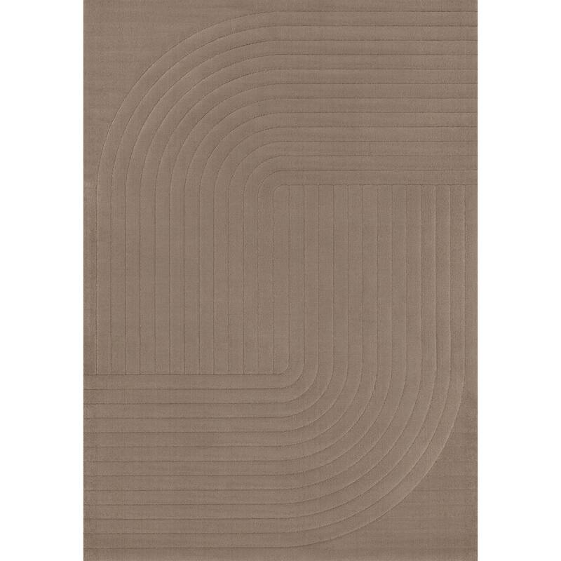Elizabeth Collection - Brown Curves Textured Area Rug - 5'3" x 7'7"