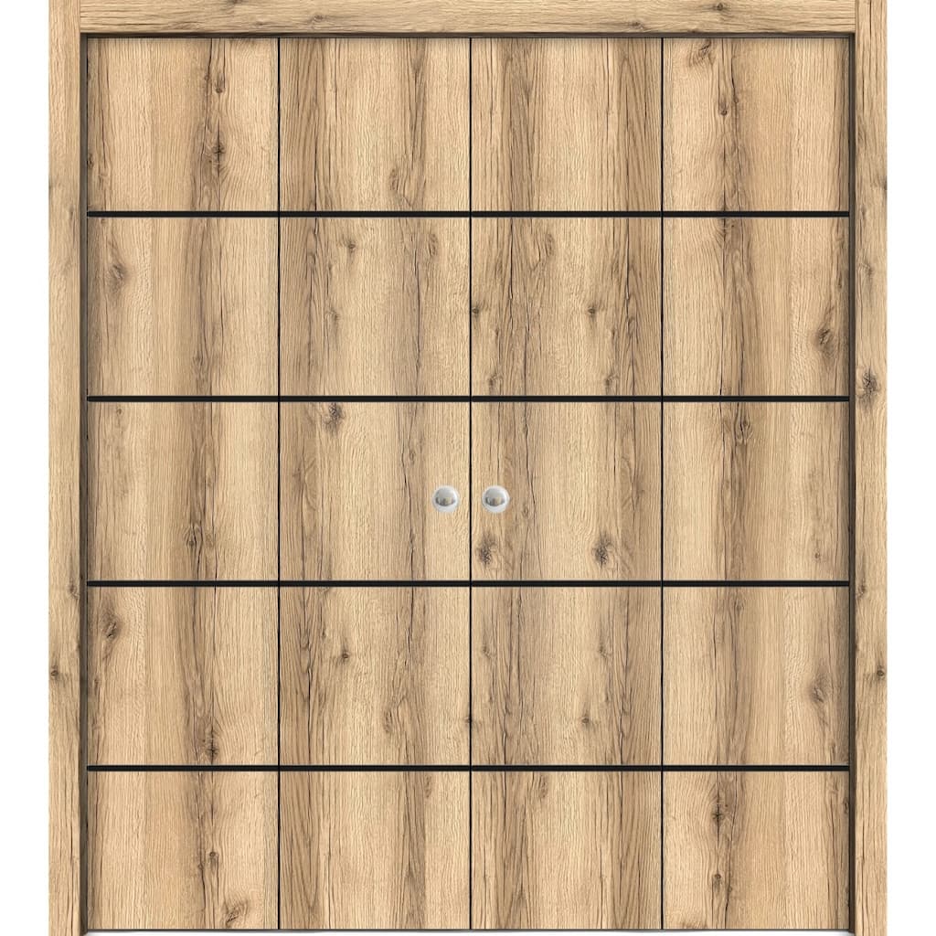 Double Bi-fold Doors Planum 0015 Oak with Sturdy Tracks