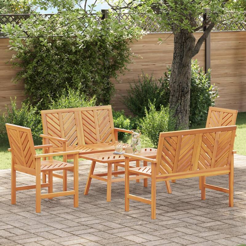 vidaXL 3/4/5 Piece Garden Lounge Set Solid Wood Acacia - Brown Medium  Bench