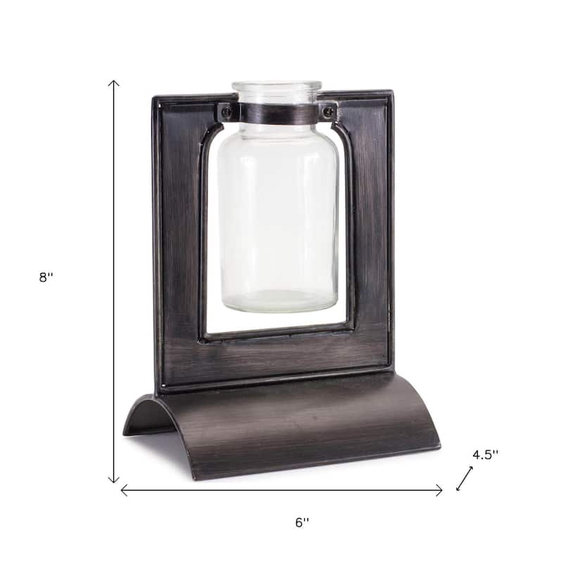 8" Black Metal Round Table Vase - 6.00