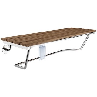 36 in. Teak Wall Mount Slatted Folding Shower Seat with Stainless Steel Trim 36 in. Teak Wall Mount Slatted Folding Shower Seat with Stainless Steel Trim