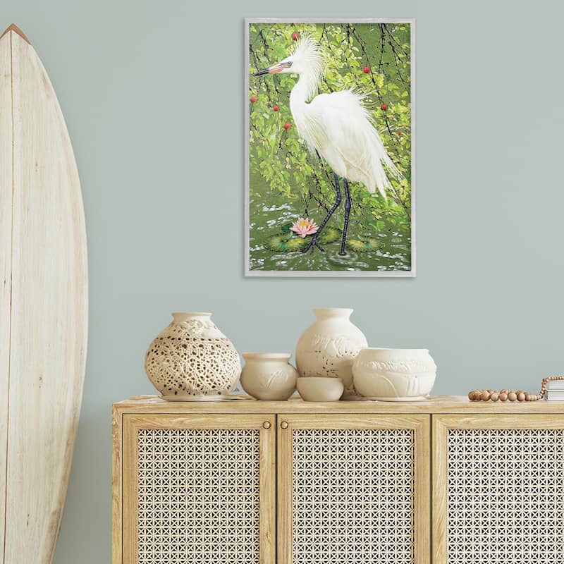 Stupell Sophisticated Heron in Pond Shore Framed Giclee Art Design By Rosiland Solomon