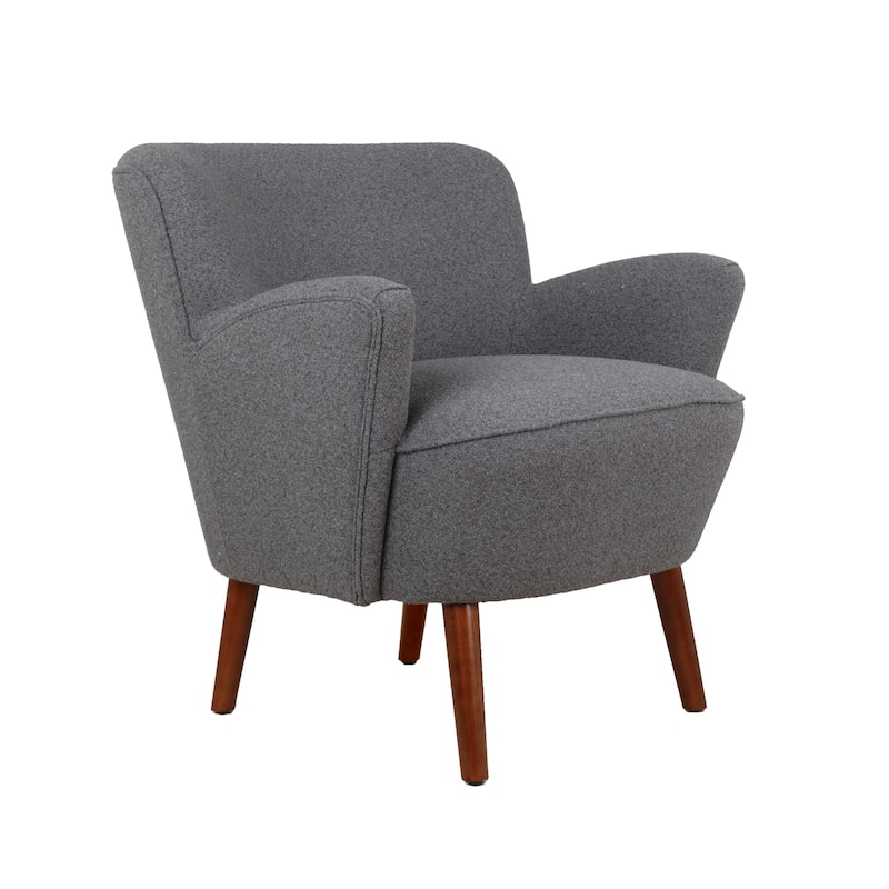 Porthos Home Nolan Fabric Upholstered Accent Chair with Rubberwood Legs - Grey