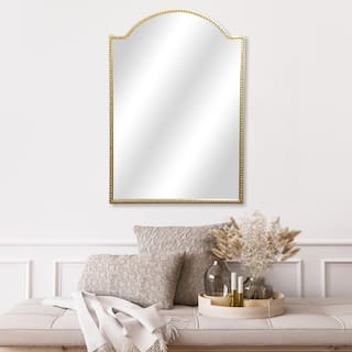 Nuvelle Arch Top Studded Gold Metal Framed Wall Mirror