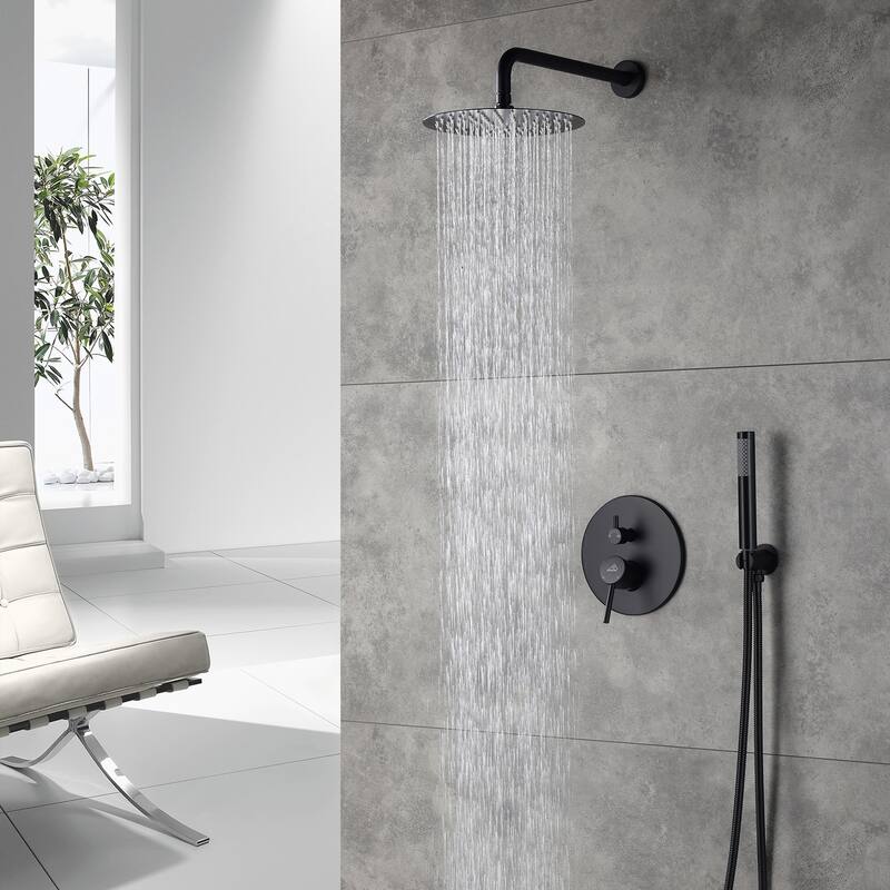 Round 2 Functions Wall Mount Dual Shower Heads Shower System - Matte Black