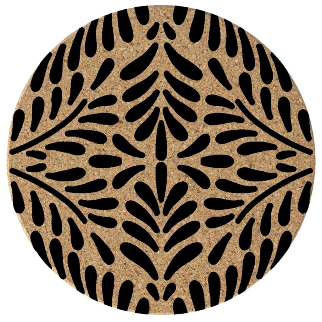 Abstract Floral 4 Pack Absorbent Cork Coaster Made in The USA 4" Round