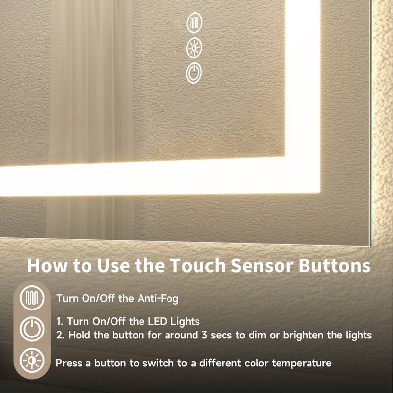 20x28 Frameless Tempered Mirror Dual LED Light Strips
