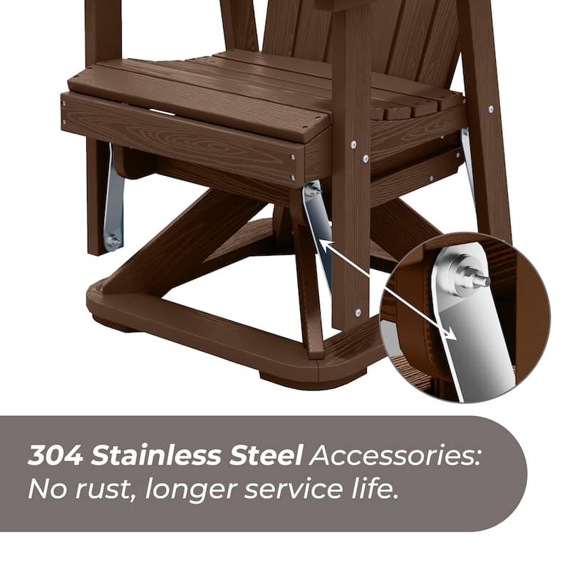 Set of 2 HDPE Adirondack Swivel Gliders, Outdoor Patio Chair Set