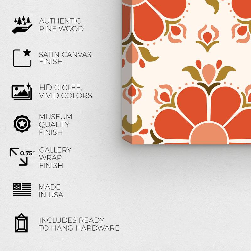 Wynwood Studio Canvas Abstract Retropop Decor Flower Orange and Dark Orange Modern & Contemporary Wall Art Canvas Print