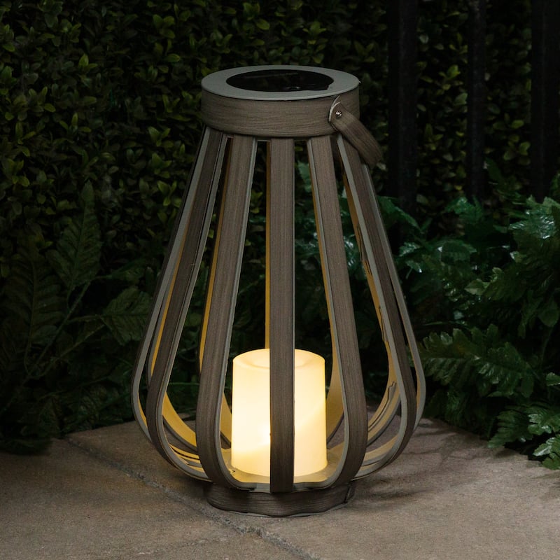 Solar Grey Decorative Plastic Lantern with Warm White LED