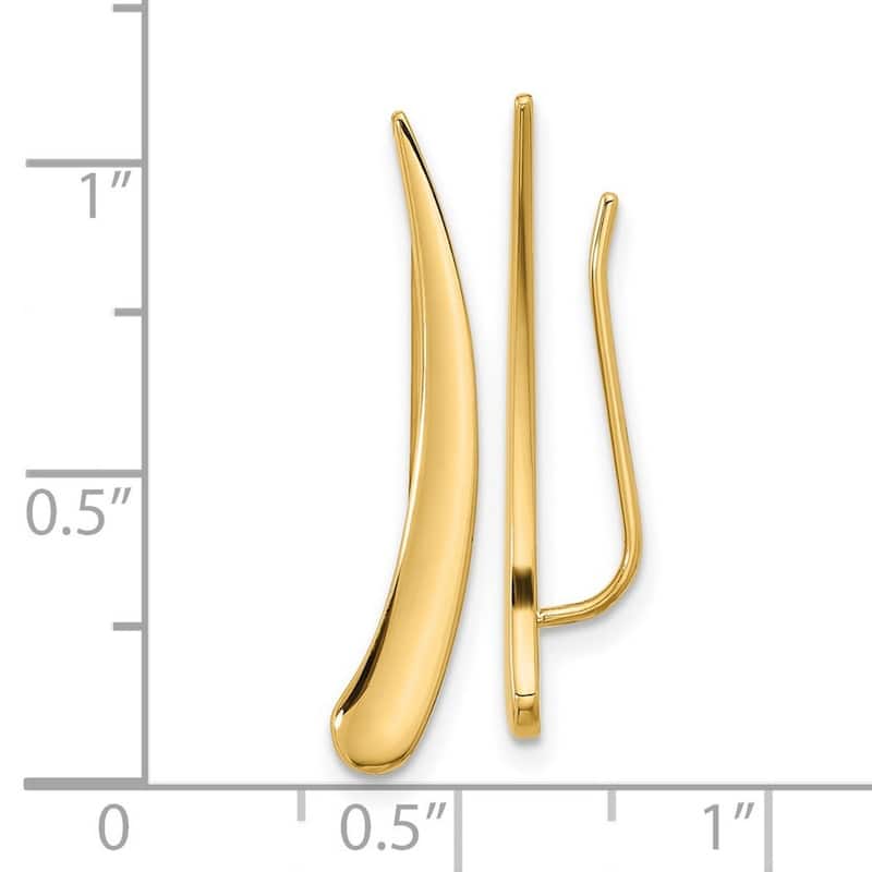 Curata 14k Gold Polished Pointed Ear Climber Earrings (3.8mmx28mm)