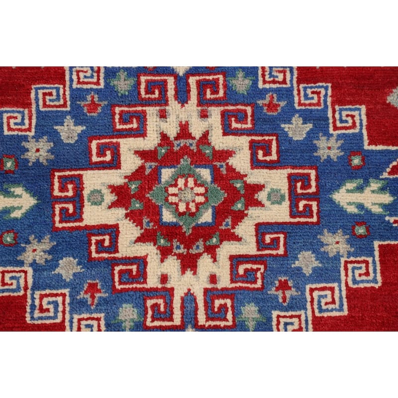 Traditional Kazak Oriental Area Rug Handmade Red Wool Carpet - 5'0" x 6'7"