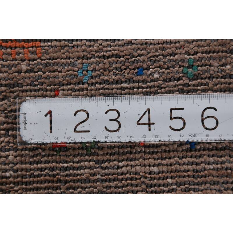Hand Knotted Oriental 100% Wool Carpet Tribal Tribal Brown Gabbeh Runner Rug - 11' 8'' X 2' 7''