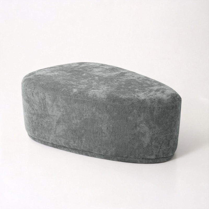 Bonnie 26"/43" W Chenille Small/ Oversized Triangular Cheese Ottoman