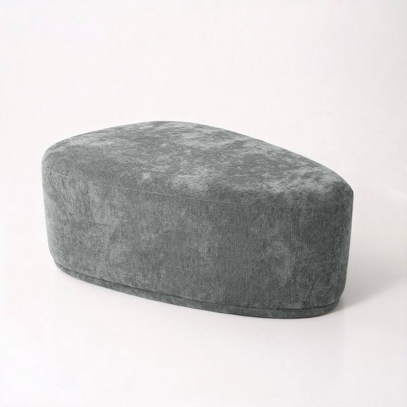 Leon 43" W Modern Oversized Chenille Triangular Cheese Ottoman