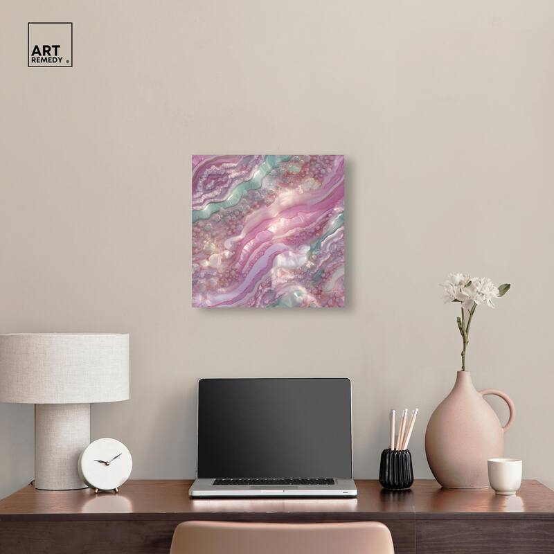 Pink and Mint Crystal I Canvas by Art Remedy, Gallery Wrapped