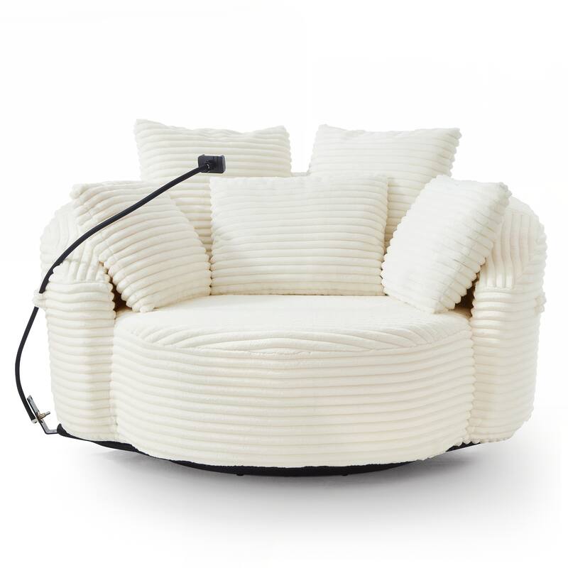 360° Swivel Chair Accent Barrel Chair Corduroy Round Sofa Chair