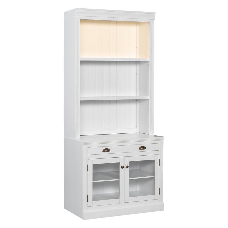 83.4"Tall Bookshelf with LED Lighting