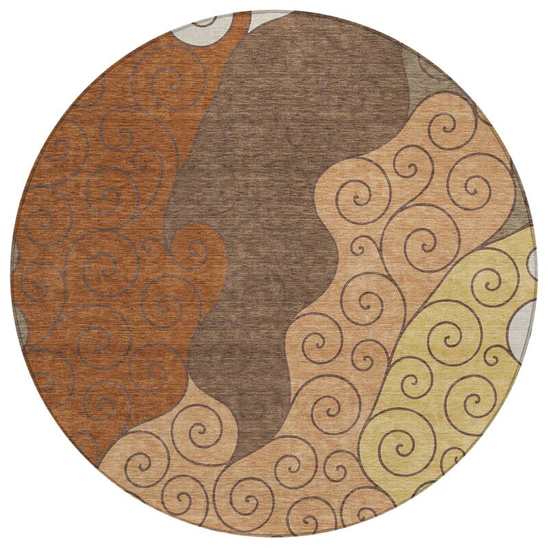 Machine Washable Indoor/ Outdoor Swirly Chantille Rug