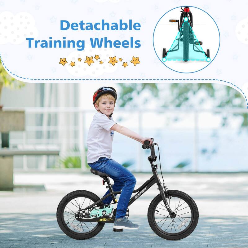 Costway 12"/14"/16"/18" Kids Training Bike with Removable Training
