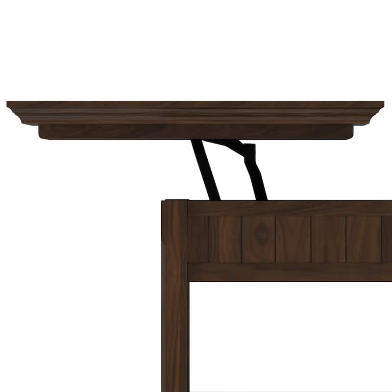 WYNDENHALL Normandy SOLID WOOD 48 inch Wide Rectangle Transitional Lift Top Coffee Table in Brunette Brown